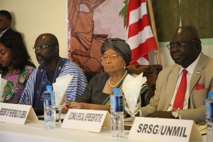 President Sirleaf joined by President-elect George Manneh Weah at the Observance of ECOWAS Human Rights Day